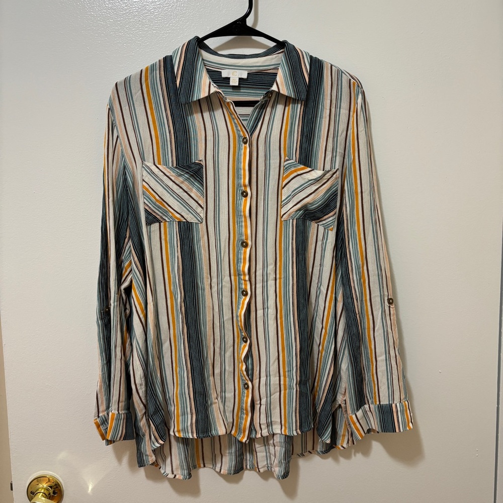 Striped Casual Shirt - Blue, Yellow, White